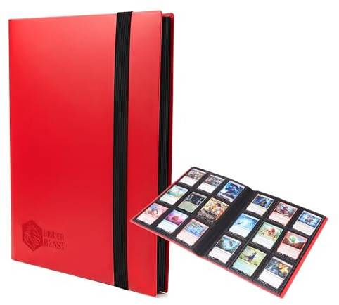 Binder Beast Pokemon Card Binder 9 Pocket 360 Pockets Pokemon Cards Red | Trading Card Binder for Pokemon Trading Card Game, TCG, Football, Sports and K-Pop Photo Cards with Side-Loading Pages
