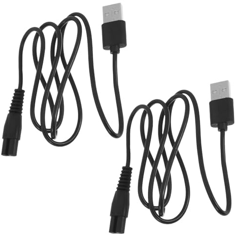 8 Stück-stecker USB Ladekabel für Rasierer und Haartrimmer | 2 Stück, Gummi und Kupferkern, 5,2x10,6mm Anschluss, für USB Port