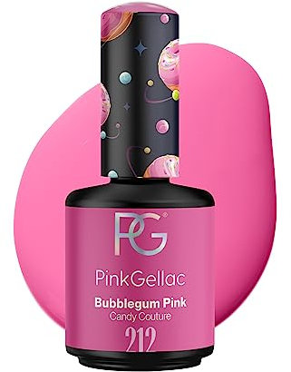 Pink Gellac UV Gel Nagellack - 212 Bubblegum Pink 15 ml - Lang Anhaltend Shellac Nagellack Rosa - Gel UV für 14 Tage Nägel in Salonqualität - Made in Holland