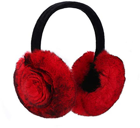 Onmygogo Cache-oreille en fausse fourrure pour l'hiver, doux, chaud et pliable - Rouge - Medium