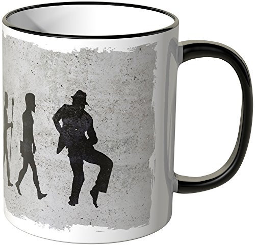 JUNIWORDS Tasse - Evolution Tanzen - Schwarz, Keramik, Rund, 0,3 l