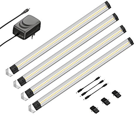 parlat LED Unterbau-Leuchte SIRIS, Eckmontage, flach, je 50cm, je 531lm, warm-weiß, 4er Set