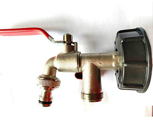 Adaptateur de réservoir IBC à Double tête IBC S60X6 vers Robinet de Jardin en Laiton avec raccord de Tuyau 1,9 cm d'huile, Carburant, Eau
