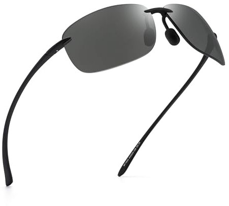 JIM HALO Sport Sonnenbrille für Damen Herren TR90 Randlos Unzerbrechlich Rahmen für Laufen Angeln Baseball Fahren Hellgrau