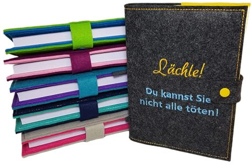 Kalender 2025 A5 mit Hülle aus Filz individuell bestickt - personalisiert - Buchhülle - Notizbuch - Organizer