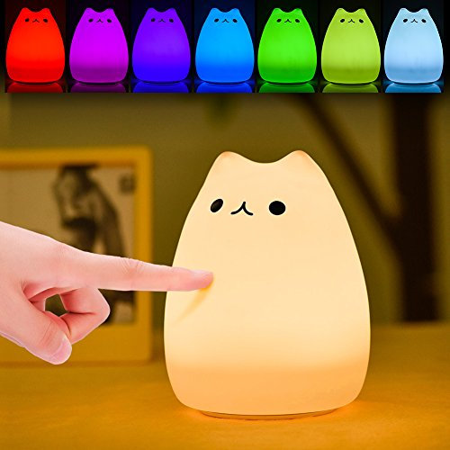 Haofy Veilleuse LED, Silicone Veilleuse Enfant, Veilleuse Bébé Lumière LED Portable Veilleuse Chambre Lampe avec 7 Couleurs de Nuit Lampe de Chevet USB Rechargeable Veilleuse