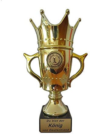 RaRu Krone/Königs-Pokal mit Ihrer Wunschgravur und wählbarem Sport-Emblem