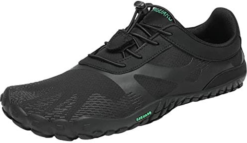 SAGUARO Barfußschuhe Herren Damen Traillaufschuhe Outdoor & Indoor Training Fitnessschuhe Wander Wald Strand Straße Laufschuhe Walkingschuhe Schnell Trocknend Badeschuhe, Öl Schwarz, 39 EU