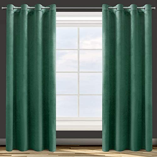 Eurofirany ROSA Vorhang Samt Velvet Ösen -1 STK. Weich Edel Gardine 200g/m² Elegant Glatt Einfarbig Flauschig Modern Klassisch Wohnzimmer Schlafzimmer, 140x250 cm, Dunkelgrün