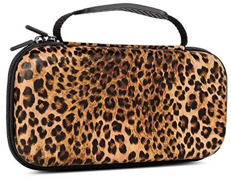 Drodalala Custodia per Nintendo Switch OLED 2021/Switch 2017 per ragazze, borsa da viaggio leopardata con 16 slot per schede di gioco, custodia rigida protettiva deluxe, controller Joy-Con