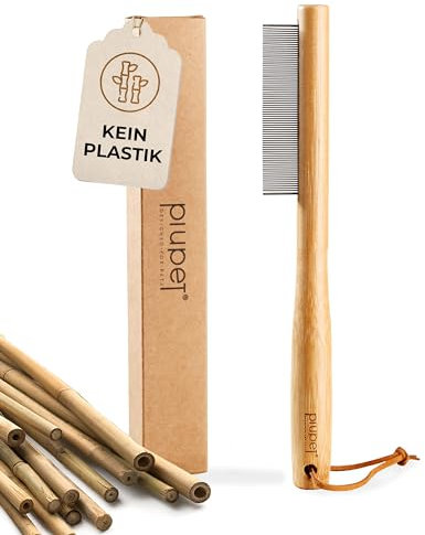 PiuPet® Flohkamm für Katzen & Hunde I 77 Edelstahl-Zinken I Kein Plastik I Läusekamm Nissenkamm I Zeckenkamm I Flohkamm Hunde I Flohkamm für Katzen | Katzenkamm | Hunde Kamm | Flohbürste Katze