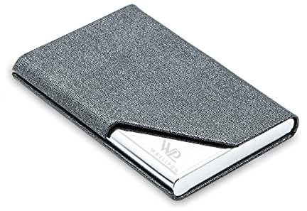 Waylipun Visitenkartenetui, luxuriöses PU-Leder Premium Visitenkartenhalter, mit Magnetverschluss, zur Schonenden Aufbewahrung Ihrer Karte, Visitenkartenhalter für Damen und Herren (Grau)
