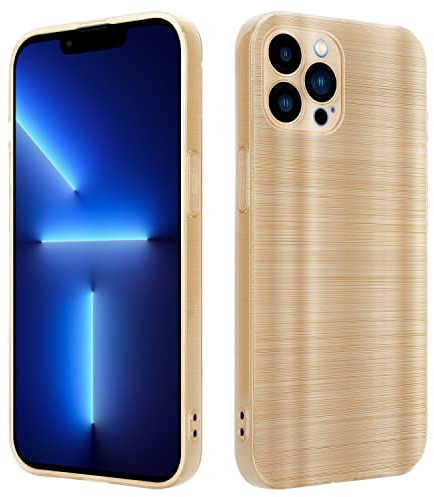 Cadorabo Hülle kompatibel mit Apple iPhone 13 PRO MAX Schutzhülle TPU Silikon Case Brushed Design mit Kameraschutz Slim Kratzfest Weiche Gummi mit Rundumschutz Case Hülle für iPhone 13 PRO MAX in Gold