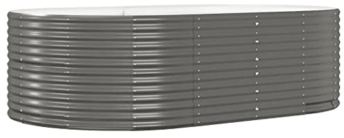 vidaXL Hochbeet, Wetterfestes Hochbeet für Garten Balkon Terrasse, Kräuterhochbeet zum Selber Bauen, Pflanzkasten aus Metall, Grau Verzinkter Stahl