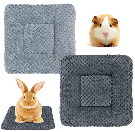 Hileyu Kleintierplüschbett 2 Stück warme Flauschige Welpendecke Fleece Kaninchen Meerschweinchenkissen Bett Schlafmatte für Welpe Hund Kätzchen Hase Chinchilla, Eichhörnchen Hamster 30 * 30cm