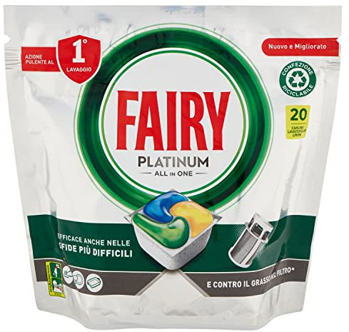 Fairy Pastiglie Lavastoviglie Platinum, Detersivo Piatti Limone, 20 Capsule 298 g