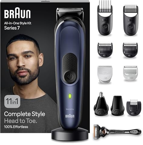 Braun All-In-One Bartpflege Bodygroomer Set, 11-in-1 Barttrimmer, Nasenhaartrimmer, Trimmer/Haarschneider Herren, Haarschneidemaschine, Bartschneider, 100 Min. Akkulaufzeit, MGK7450