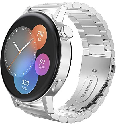 MoKo Metall Armband Kompatibel mit Huawei Watch GT4 46mm/GT3/GT3 Pro 46mm/GT3 SE/GT2 Pro/GT2 46mm/GT2e/GT Runner/Watch 4/4 Pro/3/3 Pro/Watch Buds, 22mm Edelstahl Ersatzarmband Uhrenarmband, Silber