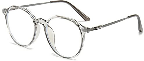 KOOSUFA Runde Blaulichtfilter Brille Brillengestelle Mode Computerbrille Damen Herren Verlaufsrahmen Metallbügel Brillenfassung Gaming Brille Fakebrillen ohne Stärke Durchsichtig Grau