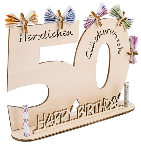 ENLACE Holzschild Gästebuch, 50 Geburtstag Mann Frau Deko, Holz Schild Gästebuch mit Ständer und 5 Holzpentagramme Deko Geburtstagsgeschenk, Geburtstag Deko für Frauen & Männer