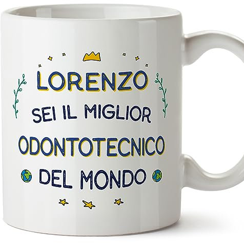 Mugffins Tazza Personalizzata in ceramica per ODONTOTECNICO uomo 11 oz / 350 ml - In italiano - Migliore del Mondo - Idea regalo per compleanno, anniversario, natale, laurea