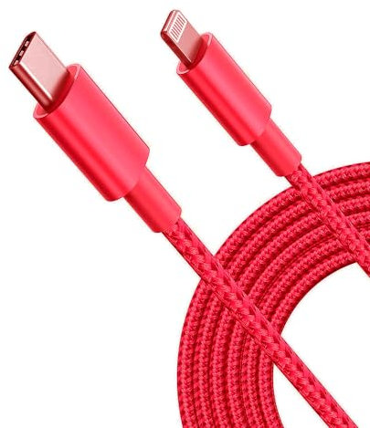 MOBISTAR USB C iPhone Cable 2M - Fast Charger 3A PD for iPhone 14/13/12/11 Pro Max/X/XR/XS 8 Plus iPad AirPods (Red)