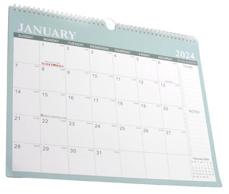 NUOBESTY Hängekalender Monatskalender Schreibtischkalender 2024 Englischer Büro-wandkalender