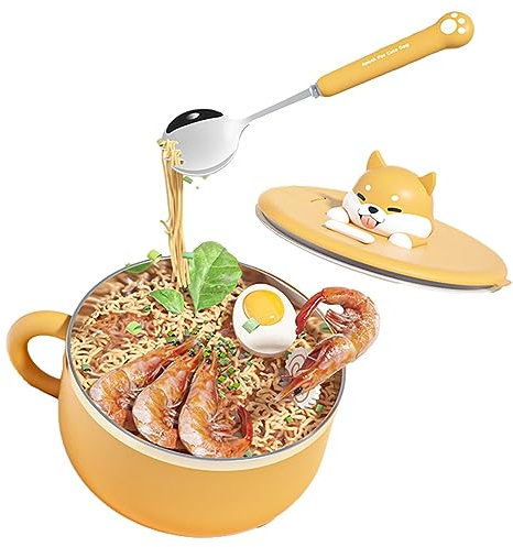 Fulenyi Instant Noodle Bowl - Heat Resistant 304 Stainless Steel Ramen Noodle Cup | Large Capacity Dustproof Ramen Pot, College Essentials,