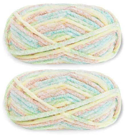 Franel Samtgarn, Häkeldecke, flauschige Decke, Premier Plüsch-Parfait, grobe Samt-Chenille-Decke, Häkeln, Stricken, weicher, dicker Plüsch, glänzend (2, Garten voller Frühlingslandschaft)