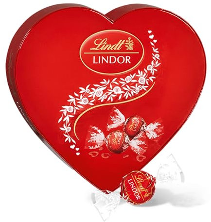 Lindt LINDOR Bombón Corazón Chocolate con Leche San Valentín, caja con aprox 16 bombones con forma de corazón para regalar, chocolate cremoso, bombones para regalar, 16 bombones, 200g