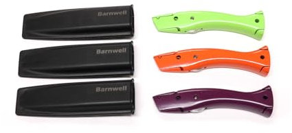 Barnwell Set of 3 Green, Orange, Purple Stingray Carpet Fitters Work Trimming Fixed Knives Knife and Holster NO Blades