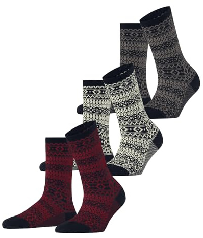 ESPRIT Damen Sami Pattern 3-Pack Socken atmungsaktive biologische nachhaltige Baumwolle gemustert 3 Paar