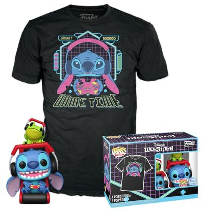Funko Pop! & Tee: L & S - Gmr Stitch with Frog with Frog - XL - Lilo and Stitch - T-Shirt - Vêtements avec Une Figurine en Vinyle à Collectionner - Idée de Cadeau - Jouets et Top à Manches Courtes