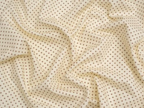 Rose & Hubble 100% Cotton Poplin Fabric Tan on Ivory - per metre