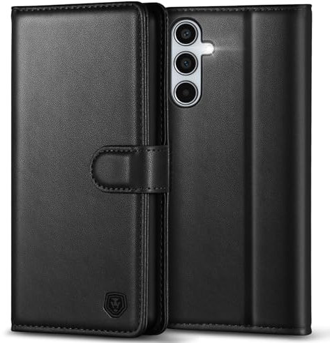 Kuafcase for Samsung A55 5G Case with 4 Card Slots Magnetic Closure Kickstand Shockproof Protective Phone Case for Samsung Galaxy A55 - Black