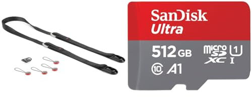 Peak Design Leash Kameragurt (Schwarz) für Systemkameras und kleinere DSLRs (L-BL-3) & SanDisk Ultra Android microSDXC UHS-I Speicherkarte 512 GB + Adapter