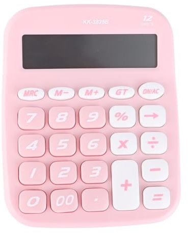 Elektronischer Taschenrechner, Kompakter Taschenrechner, Kunststoffgehäuse, Einfache Bedienung, Klarer Bildschirm für Zuhause, Klassenzimmer, Büro (Rosa)