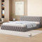 Polsterbett Jugend-Doppelbett 140x200cm, aus hautfreundlichem Velours (Grau)