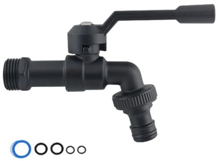 Grifo de lavadora Bibcocks Outlet negro latón anticongelante 1/2 pulgadas grifo herramientas de jardín | Divisor de manguera de jardín, divisor de grifo, resistente