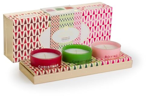 Christmas Candle Set – 3 Scented Candles for Christmas Eve, Christmas Day, & Boxing Day | Long-Lasting Burn Time (23 Hours) | Gingerbread, Orange Spice, Apple & Cinnamon Scents by Pan Aroma