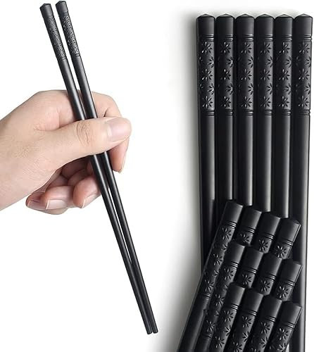 10 Paires de baguettes，Fabriquées en fibre de verre, 24cm, motif fleur de cerisier, réutilisables, design durable.