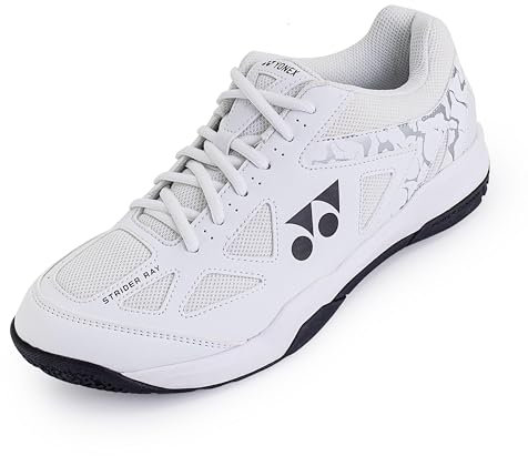 Yonex Strider Ray Kinder- & Erwachsenengrößen Badmintonschuhe mit Power Cushion Dämpfung, schmale Passform Weiß/Schwarz (Weiß/Schwarz, EU Schuhgrößensystem, Jugendliche, Numerisch, Schmal, 37.5)