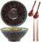 Sightday 1500ml Ramen Bowl Set of 2,Ramen Bowls,Noodle Bowl(Ramen Bowl with Ramen Spoons,Chopsticks),Ceramic Bowl for Pasta Bowl,Snack,Soup,Salad Bowl,Cereal Food,Large Bowl (Blue)