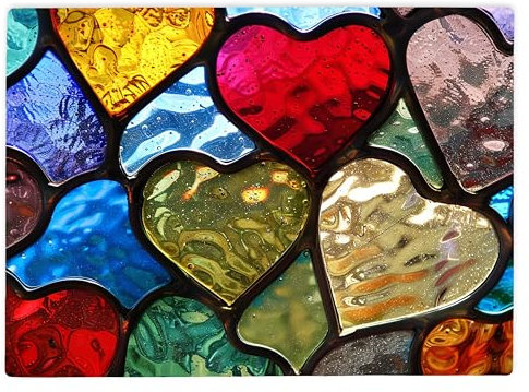 Shopagift Love Hearts Stained Glass Glass Chopping Board Large Kitchen Worktop Saver 39cm x 28cm