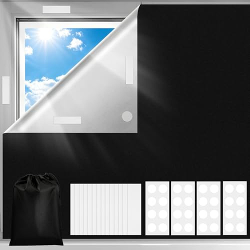 Newthinking Blackout Blinds Stick On 300X145CM, Portable Black Out Blinds | 300X145CM, No Drill, Temporary Travel Blackout Blinds for Windows, Fits Any Size or Shape of Windows, Bedroom, Nursery, Loft
