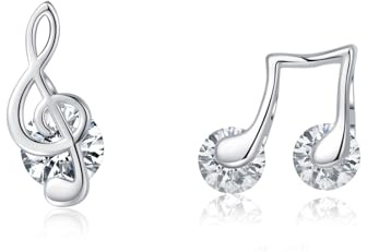 SLUYNZ Ohrstecker aus 925er-Sterlingsilber mit Zirkonia, Musiknoten, für Damen, Teenager, Musik-Ohrringe für Musikliebhaber