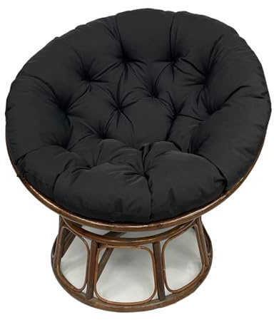 FZKun Coussin pour chaise Papasan - Coussin de chaise rond rembourré épais, doux pour balancelle - Confortable - Pour intérieur et extérieur (noir, 130 cm)
