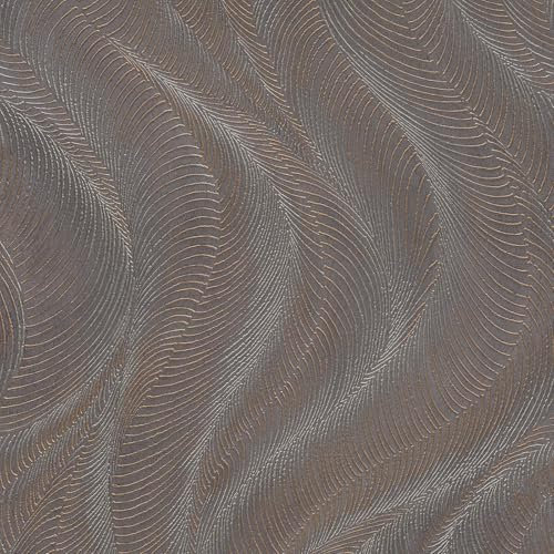 Rasch Opulenza 659658 Vinyltapete, Wellenstruktur, mit metallischen Elementen, perfekt für besondere Wände, elegantes Wohnzimmer, minimalistisches Schlafzimmer, Pflaume/Kupfer-Metallic
