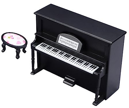 BESPORTBLE Mini Holzklavier Dekor Miniatur Haus Accessoires Mini Stuhl Dekoration Für Zarte Szene Ornament Holz Klavier Für Modellhäuser