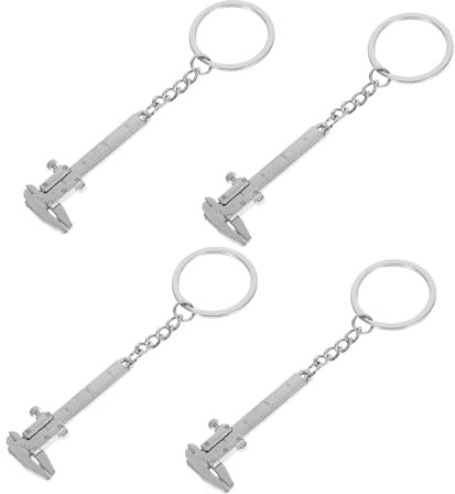 Healeved 4Stücke Mini Messschieber Schlüsselanhänger Anhänger Vielseitig Einsetzbar für Verschiedene Anwendungen Silberfarben